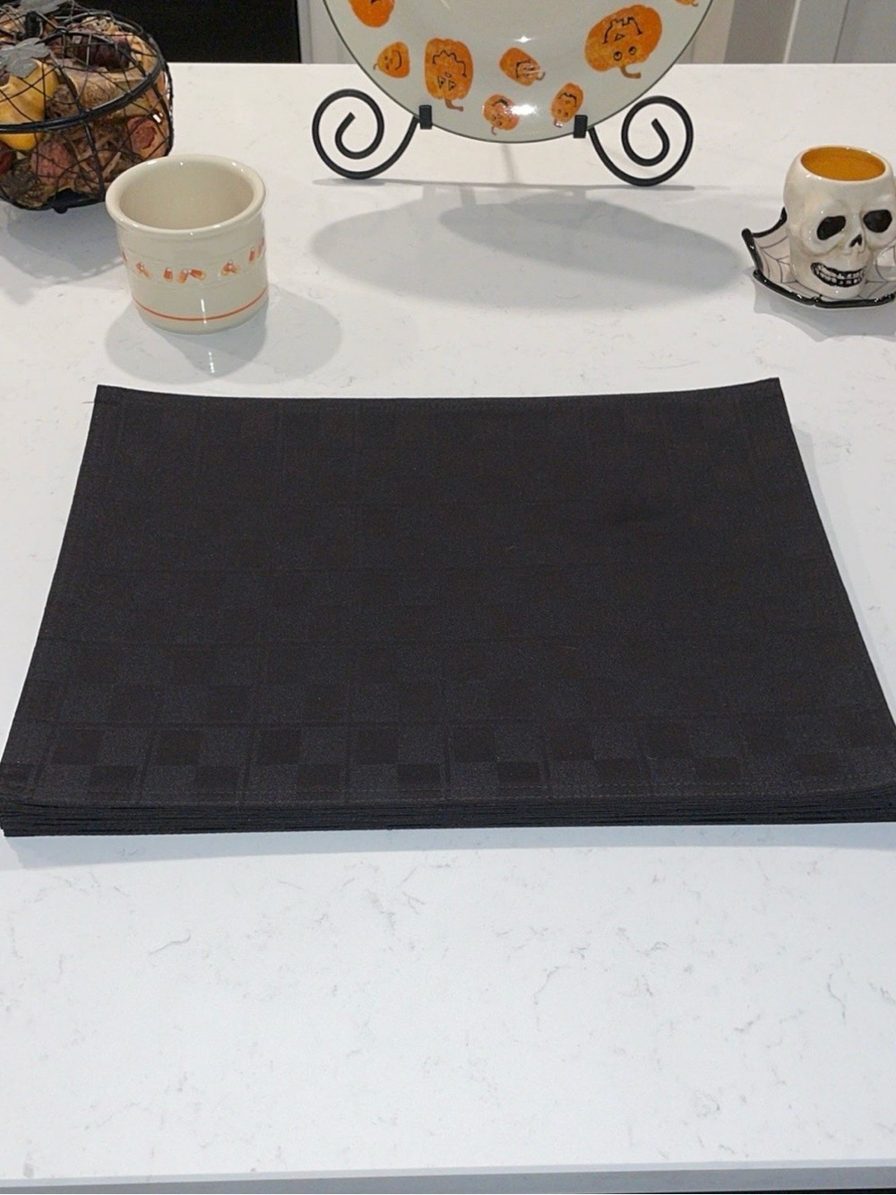 Black Placemats Set of 6 - Table Linens